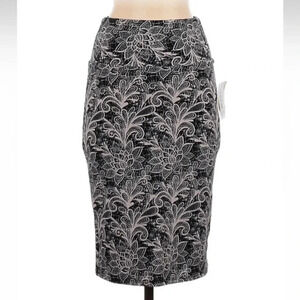 LuLaRoe Dusty Rose Pink Black Floral Boho Print Cassie Pencil Skirt Size XS NWT